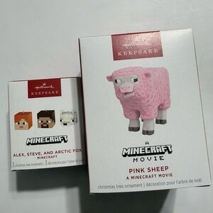 Minecraft Pink Sheep Ornament and mini Minecraft faces ornament